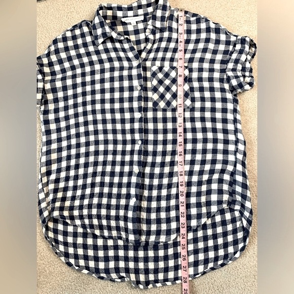 Jane + Delancey Shirt Button Down Short Sleeve Women Blue White Small - Picture 4 of 7